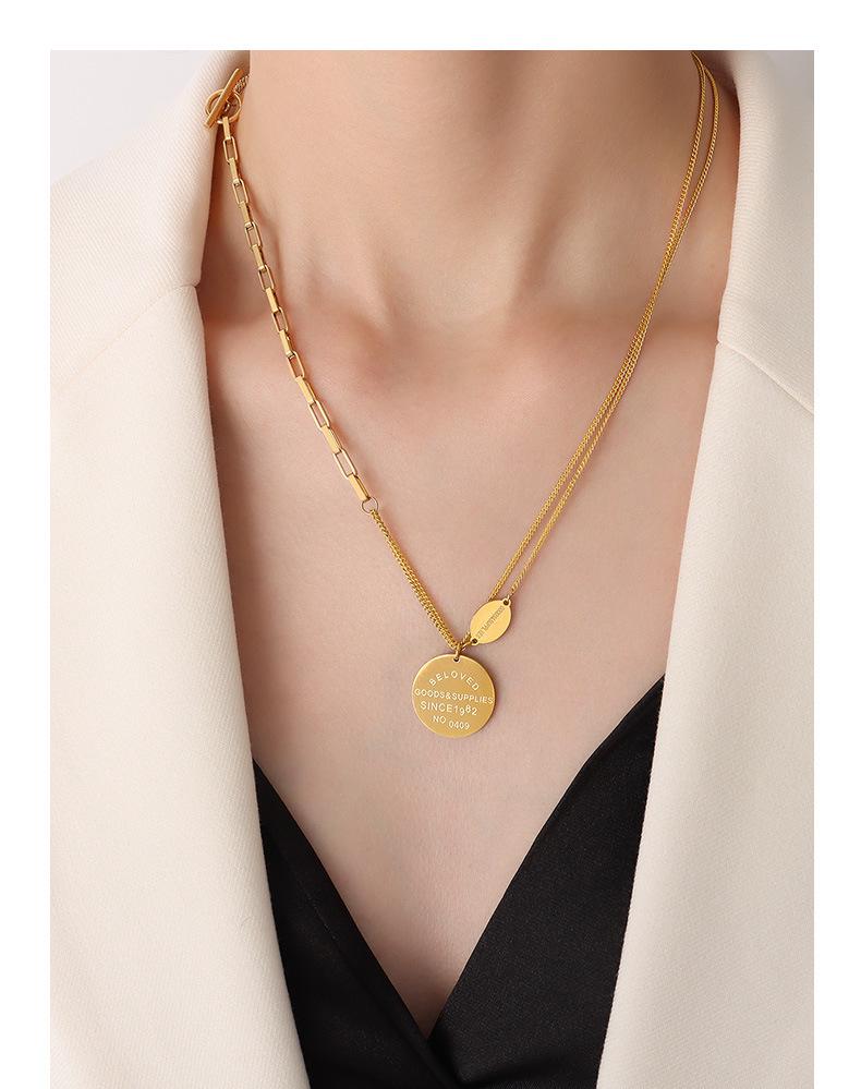 18K Gold Plated Double Layer OT Buckle Pendant Necklace for Spicy Girls