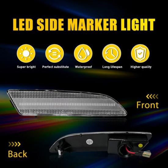 4PCS Left Right Clear Lens Side Marker Lights For Chrysler Crossfire 2004-2008