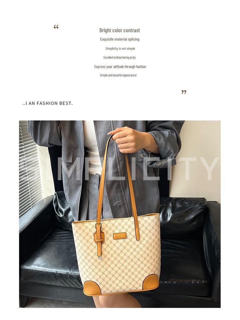 Retro Flower Print Large Capacity Tote Bag - High-End Fashion Handbag for Students