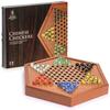 Board Game - Chinese Checkers Halma - Wooden Board - 32 Cm - Drawers and Multicolored Glass Marbles