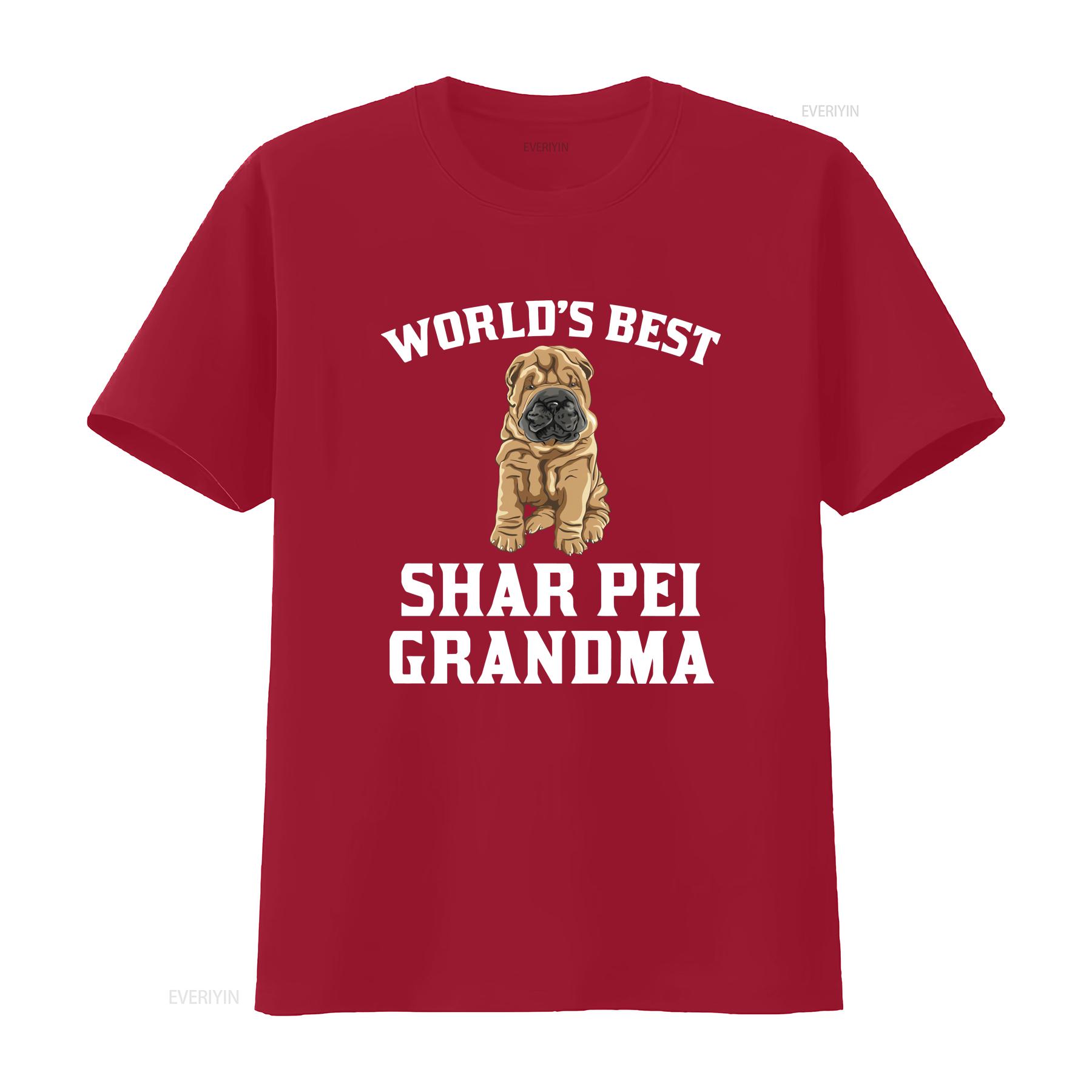 Shar Pei T Shirt Worlds Best Grandma Dog by Really Awesome vintage Washed Versatile designer clothes Casual Comfortable S