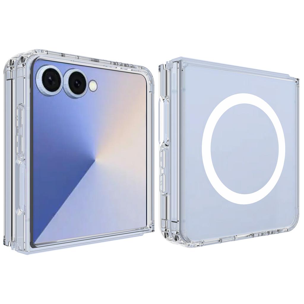 For Samsung Galaxy Z Flip7 5G Clear Phone Magnetic Case TPU+Acrylic Back Cover
