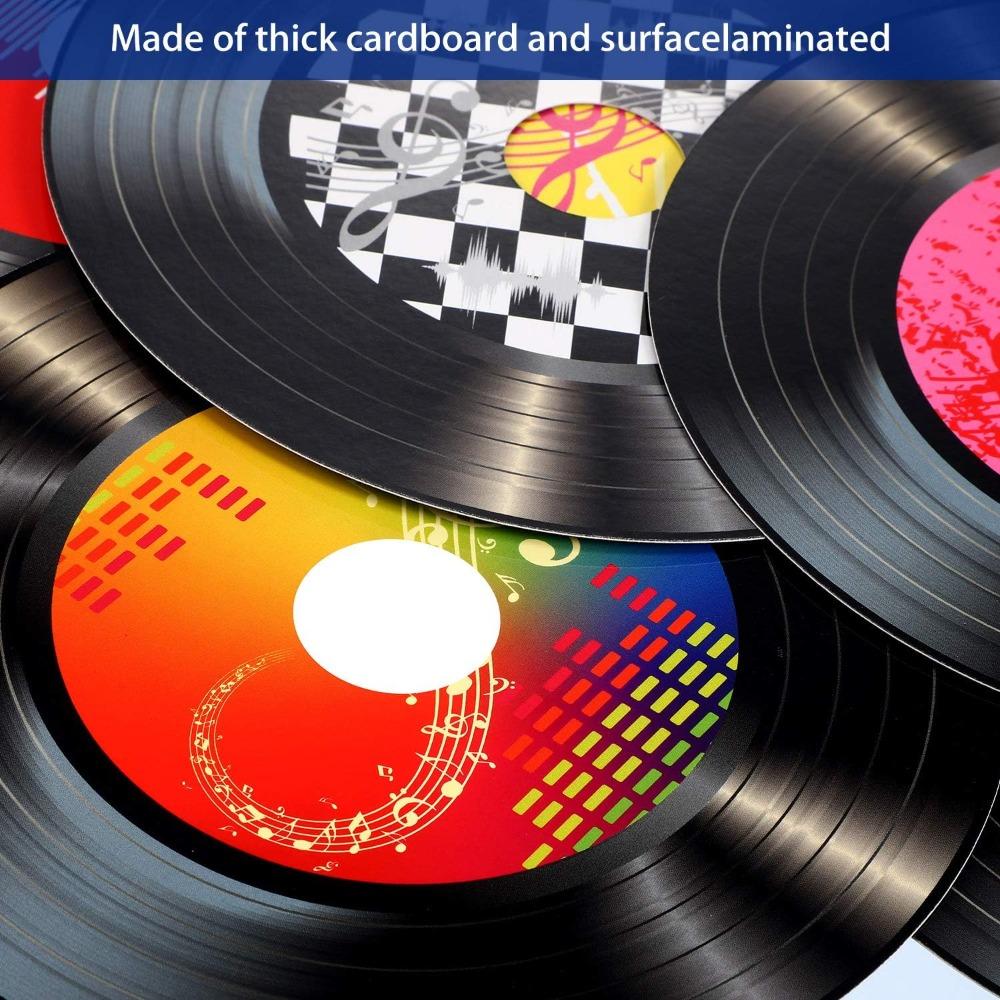 35pcs 5.6 Inch 1950's Records Decorations Rock and Roll Music Party Decorations 70's Wall Vinyl Records for Disco Birthday Music Theme Party