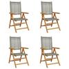 VidaXL Garden Reclining Chairs Set of 4 Grey Rattan Solid Wood, Garden Seat, Patio Chair, Dining Chair of 3214523