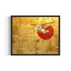Abstract Bird Flying Animal Poster Raven Crow Hummingbird Red and Gold Canvas Painting Modern Wall Art Living Room Home Decor