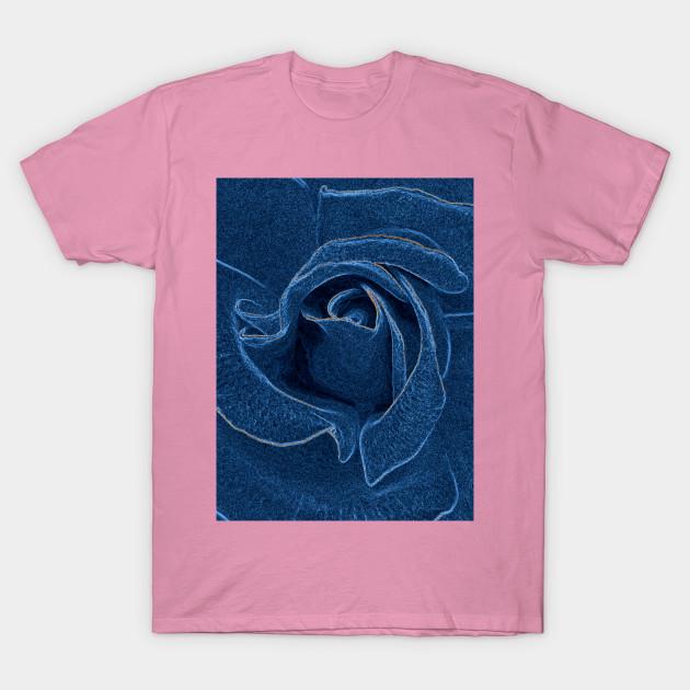 T Shirt Women Velvety Blue Rose Harajuku Print Kawaii Tshirt Summer Short Sleeve Female T-Shirt Top Tee