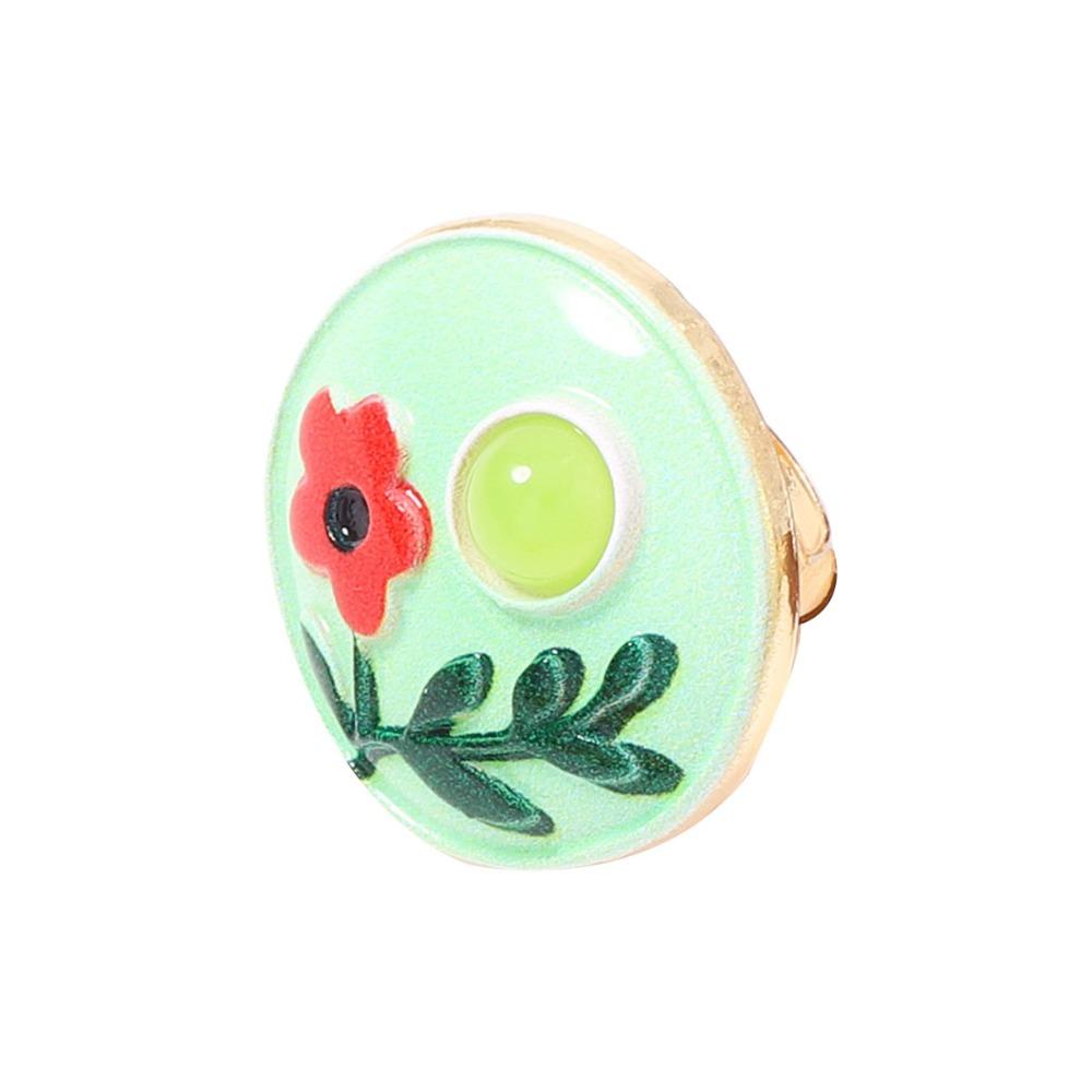 French Enamel Flower Ring Ethnic Style Glazed Ring Unique Vintage Ring Fashion