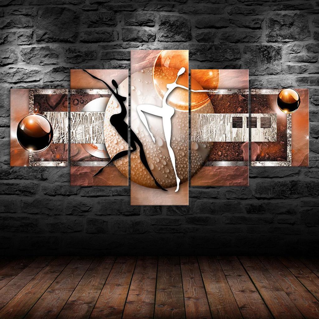 Bunte Figur Balltanz Abstrakte Kunst 5-teilig Fünf-Panel Wandleinwand Druck Modernes Poster Bild Heimdeko Geschenk für Ihn für Sie