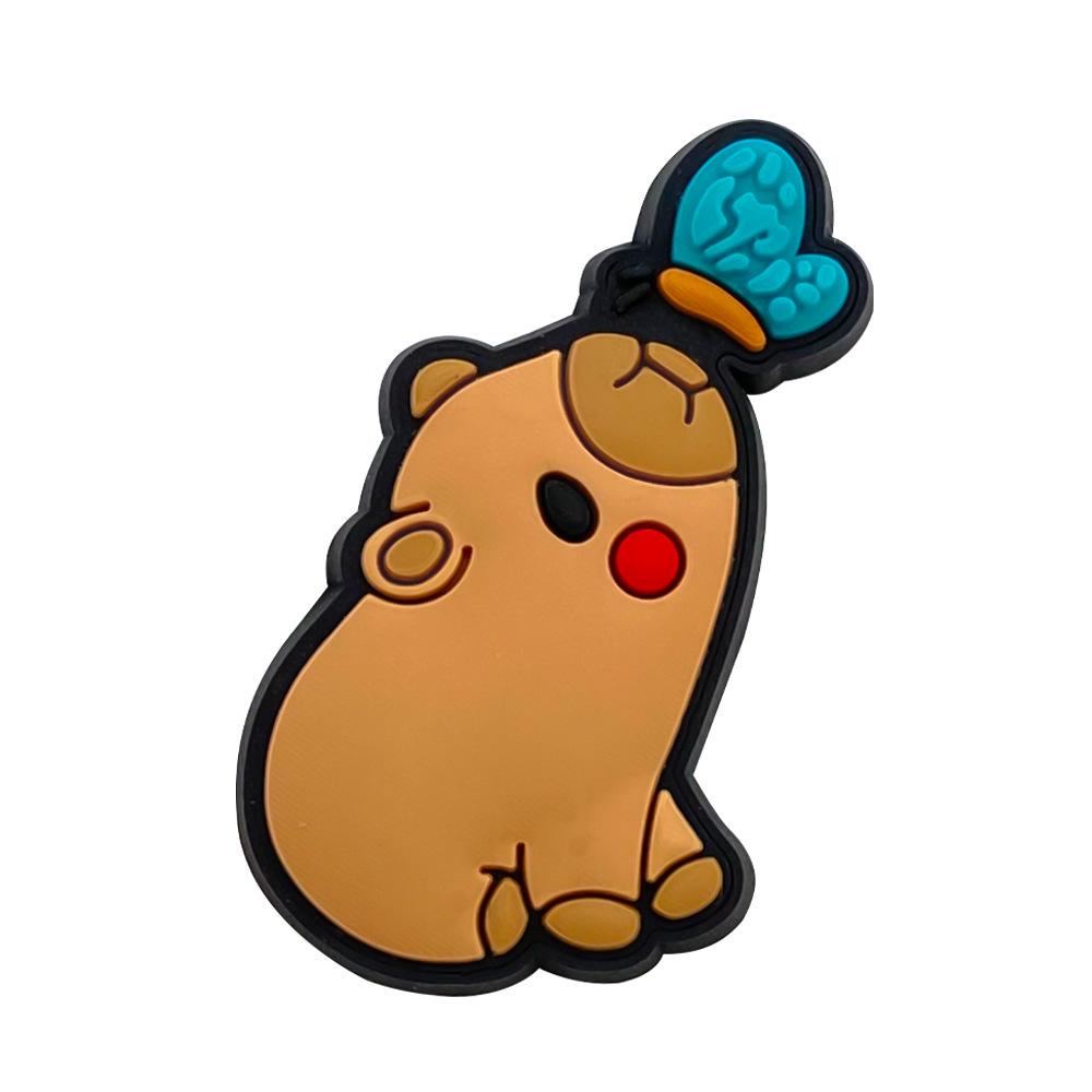 Capybara Pen Clip & Ornament: Card Buckle Decoration with Straw Accessories