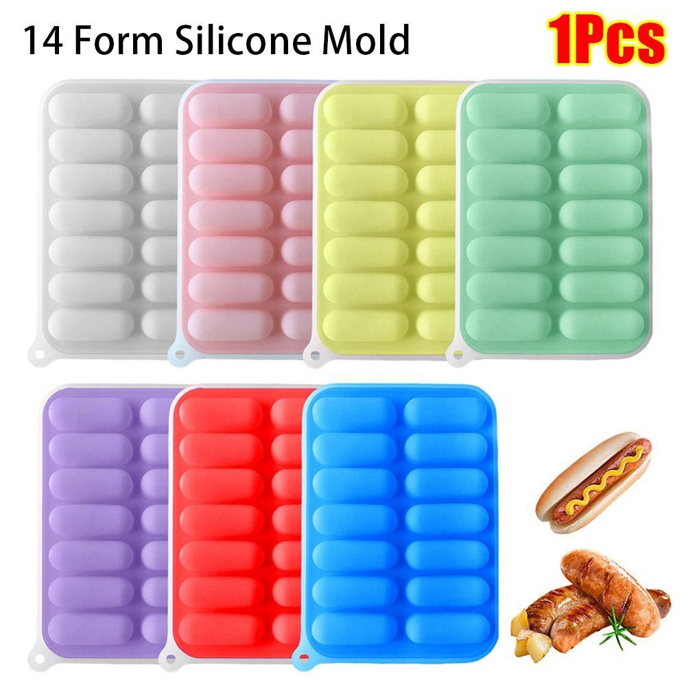 1Pcs Durable Non-Stick Sausage Maker Mould 14 Form with Lid Hot Dog Maker DIY Silicone Mold Patty Makers