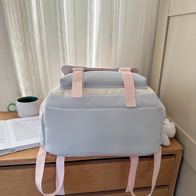 College Style Backpack Girls Color Block Book Bag Lightweight Large Capacity Schoolbag for Student
