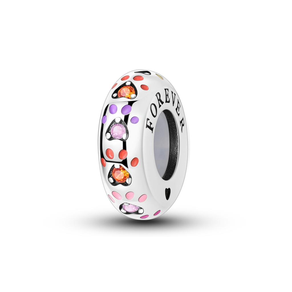 Charm Kupfer Charms Anhänger Rosa Zirkonia Pavé Runde Clipper Perlen Passend für Original Armband Halskette Charms Schmuck Geschenk