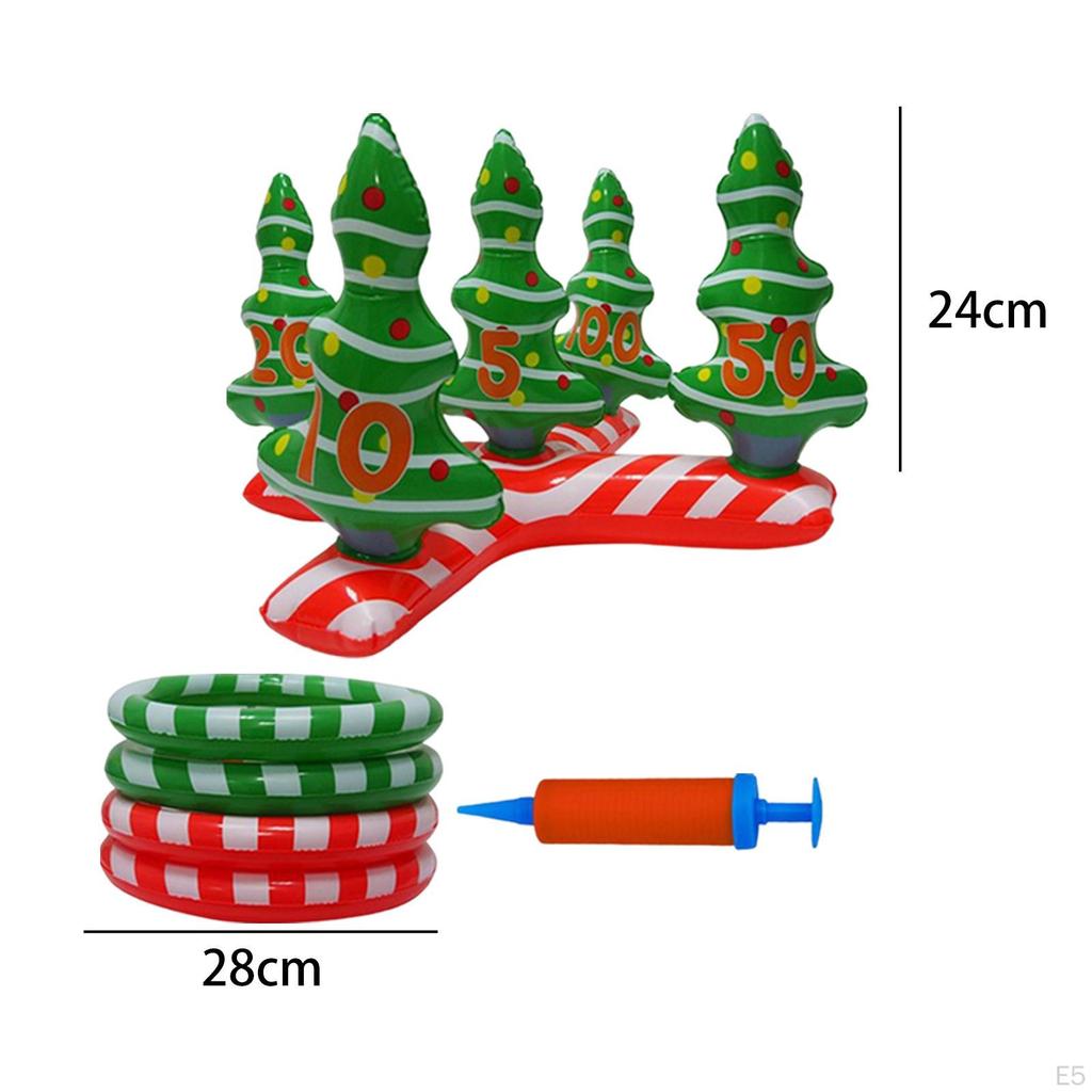 Inflatable Ring Toss Set Christmas Tree Decoration Throwing Game Supplies Family Favors Kids Adults