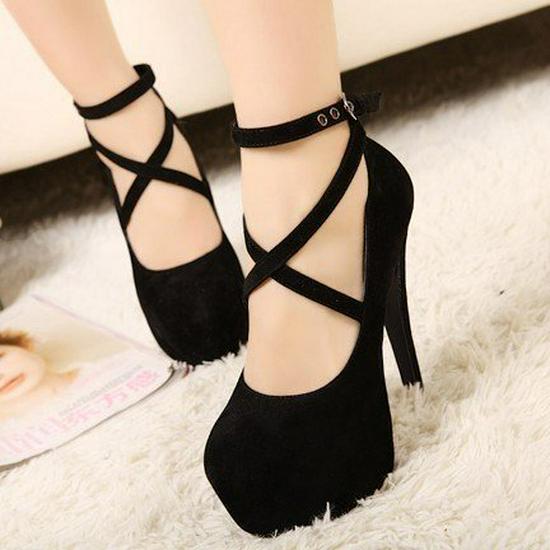 

European & American Chunky Heel Pointed Toe Belted Fashion Sandals - Women s Plus Size Spring Collection 39 чорний
