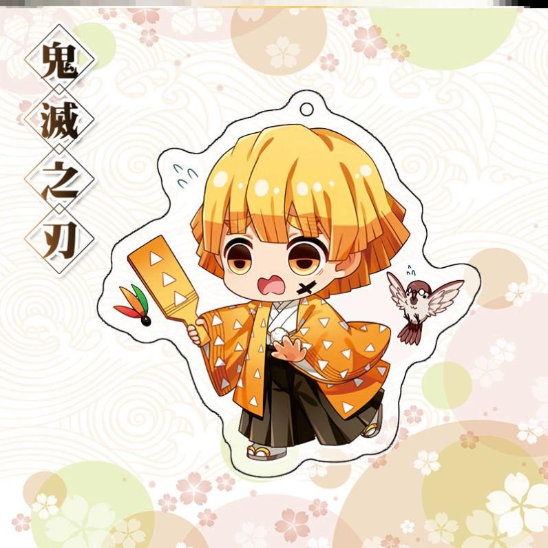 Keychain Pendant Anime Demon Slayer Kimetsu No Yaiba Kamado Tanjirou Double Sided HD Bag Pendant Gift For Fans Cosplay Props Jewelry Gift