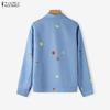 ZANZEA Women Casual Turn Down Collar Long Sleeve Print Blouse