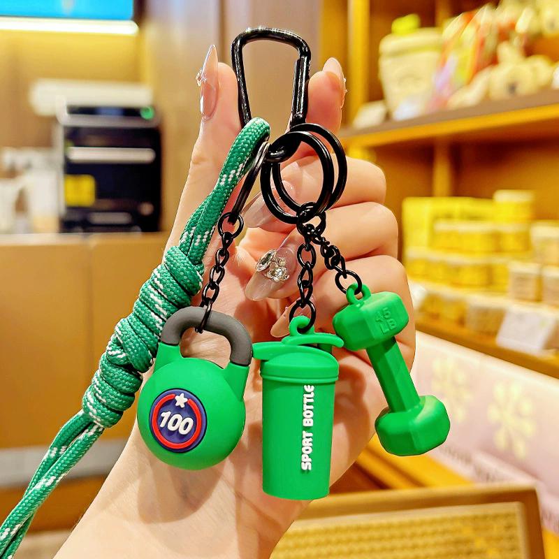 Hand-Woven Fitness Keychain Weight Plate Mini Dumbbell Gym Lover Key chain DIY Girl Heart Nylon Rope Pendant Fitness Enthusiast