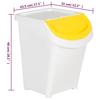 Poubelles empilables VIDAXL - Blanc PP 120 L - Lot de 3 avec couvercles