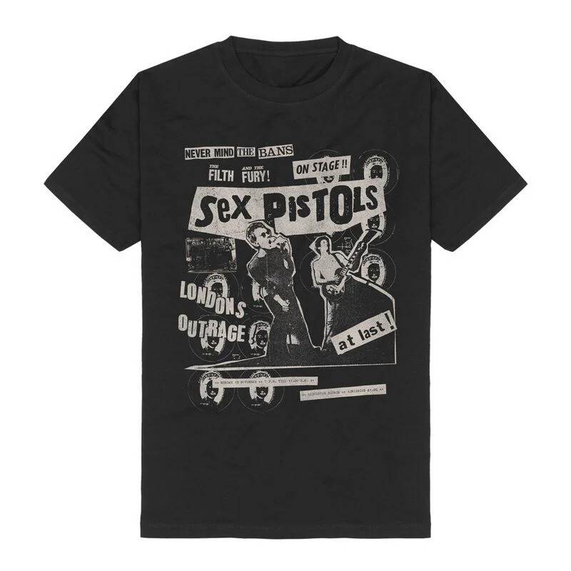 Vintage Sex Pistols Underground Gig Print T-shirt Men Women Punk Band Casual Streetwear Tee