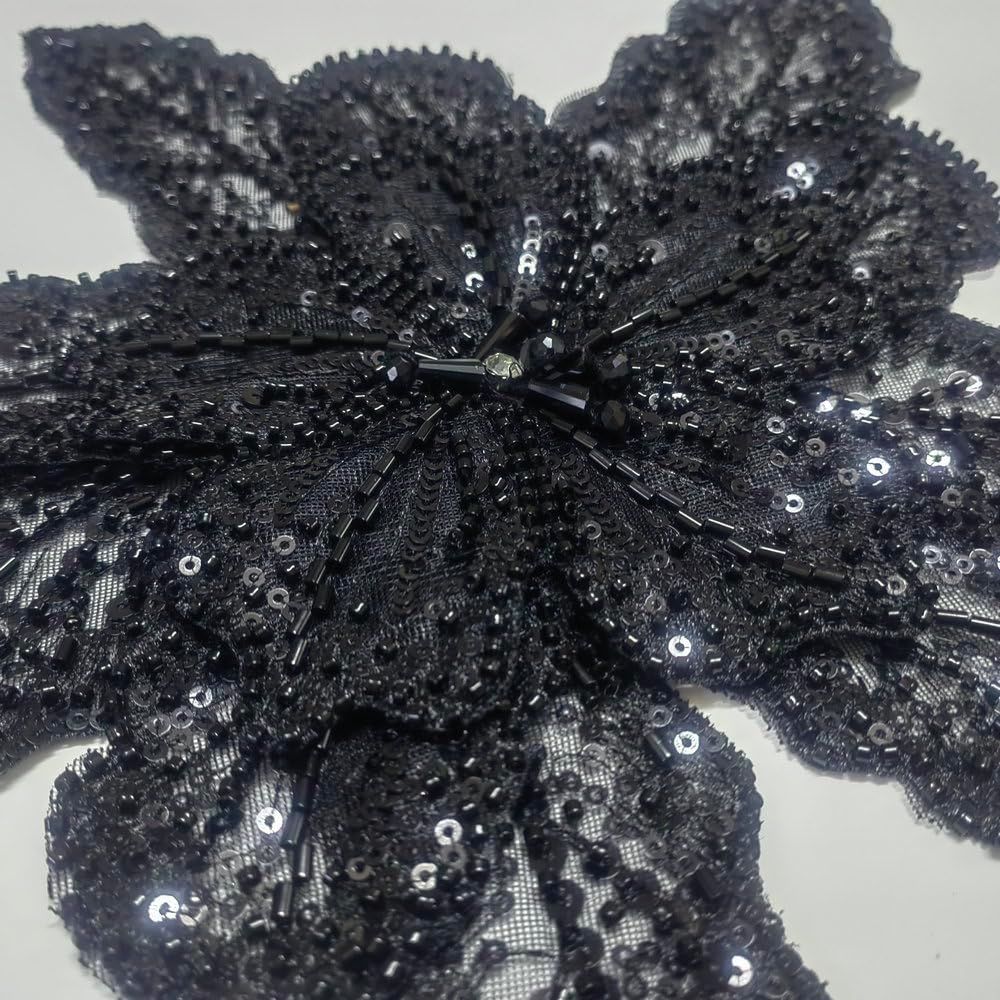 1Pcs Multi Layered Organza Three-Dimensional Flower Crystal Studded Pearl Patches Applique Dress Decoration Accessories