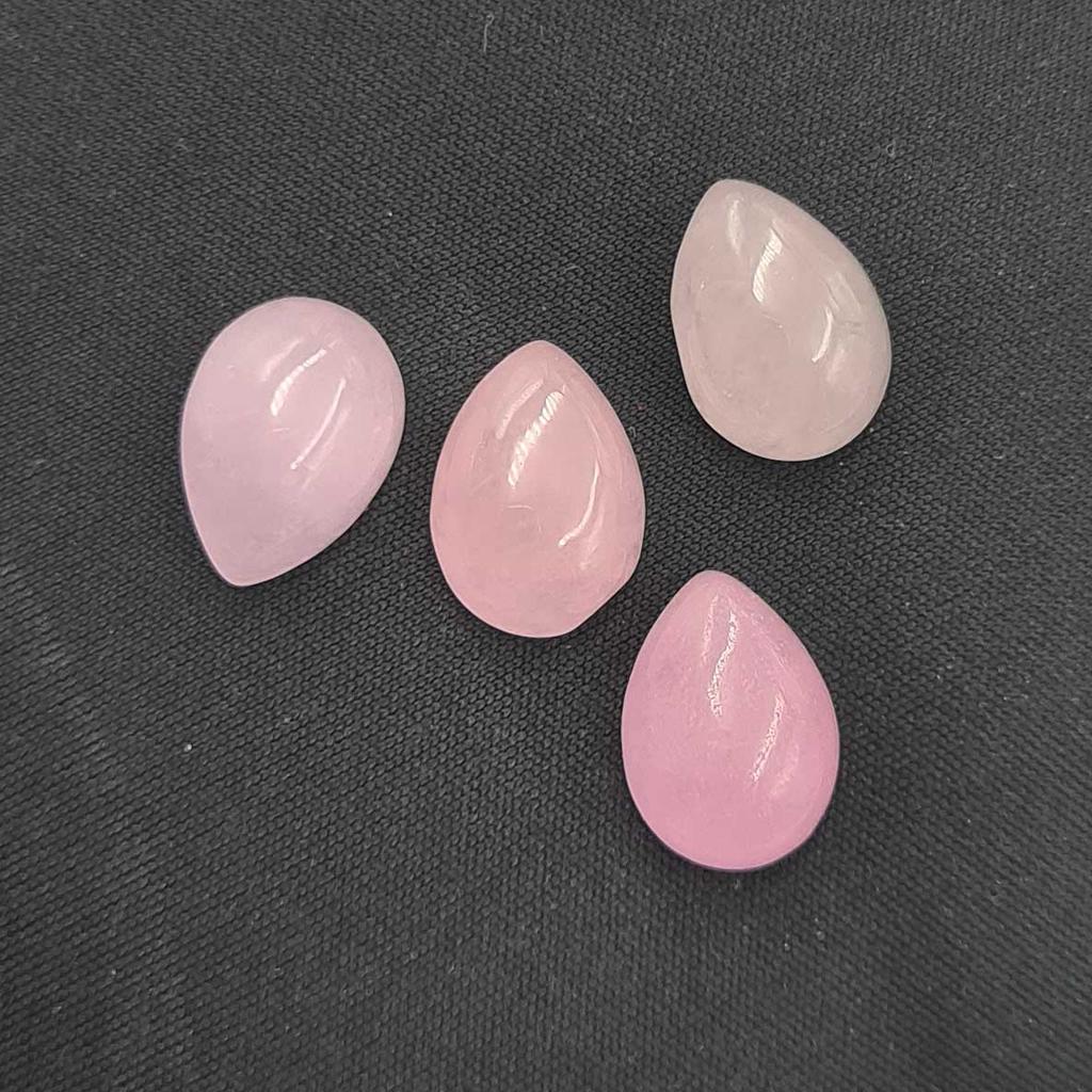 Dyed P{ink Jade Pear Cabochon Loose Gemstone Lot 4 Pcs 10 *14 MM 26 CT For Jewelry Making