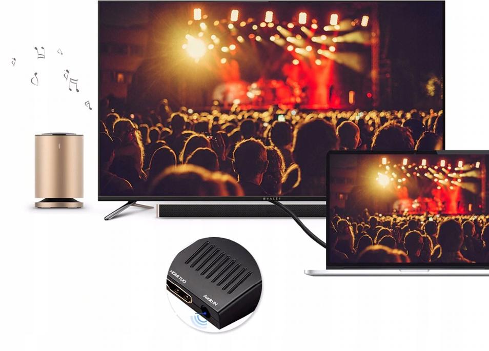 Przejściówka Vga Na Hdmi Konwerter Adapter D-Sub Do Full Hd + Dźwięk Audio