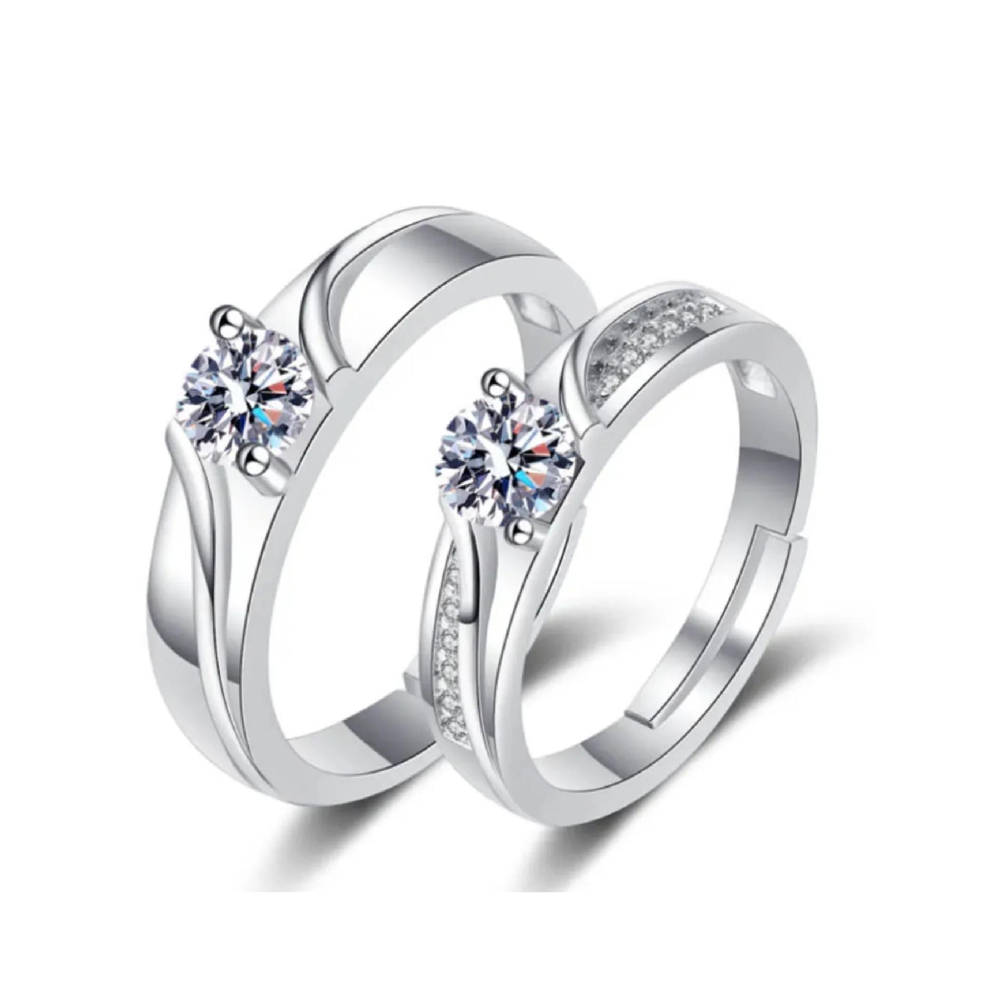 

Adjustable Zircon Couple Rings - Set of 2 for Men and Women - Valentine s Day Gift Open Adjustable