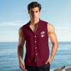 Men's Fashion Printed Sleeveless Lapel Button-Down Shirt Vest Top