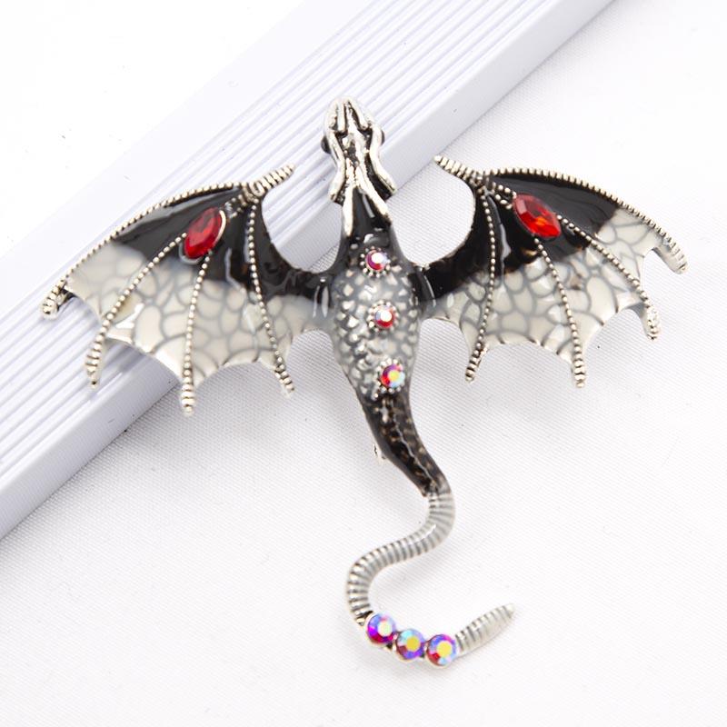 Creative Simulation Dragon Colorful Hand Drawn Metal Brooch for Women Men Stylish Lapel Pins Jewelry Accessories Gift 1PC