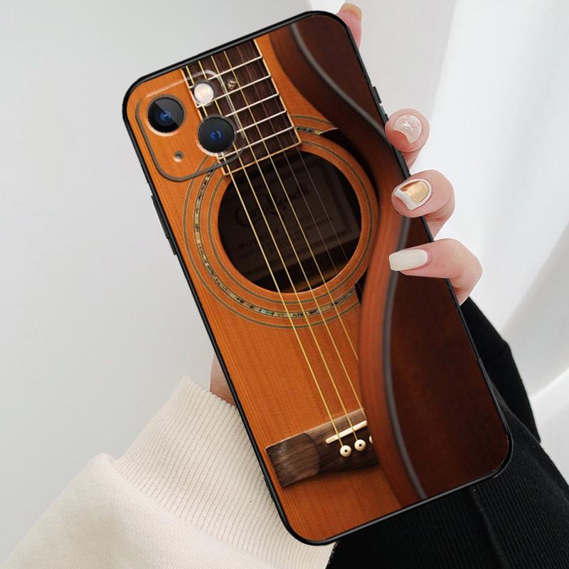 Klassische Holzgitarre Handyhülle Für iPhone 17 Pro Max 14 13 12 11 15 16 Pro Max mini 16 15 Plus 16e 17 Air Cover