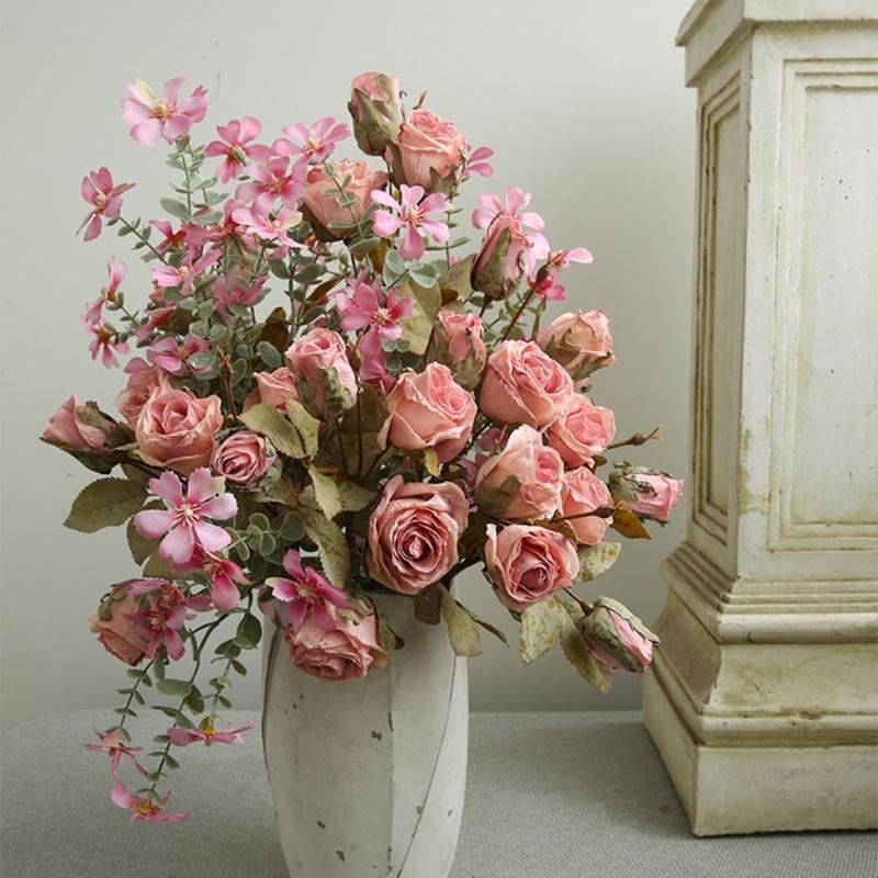 Vintage Styles Rose BouquetRose Flower Props Beautifully Crafted Fakes Flower Ornament Realistic Flower for Indoor Decor