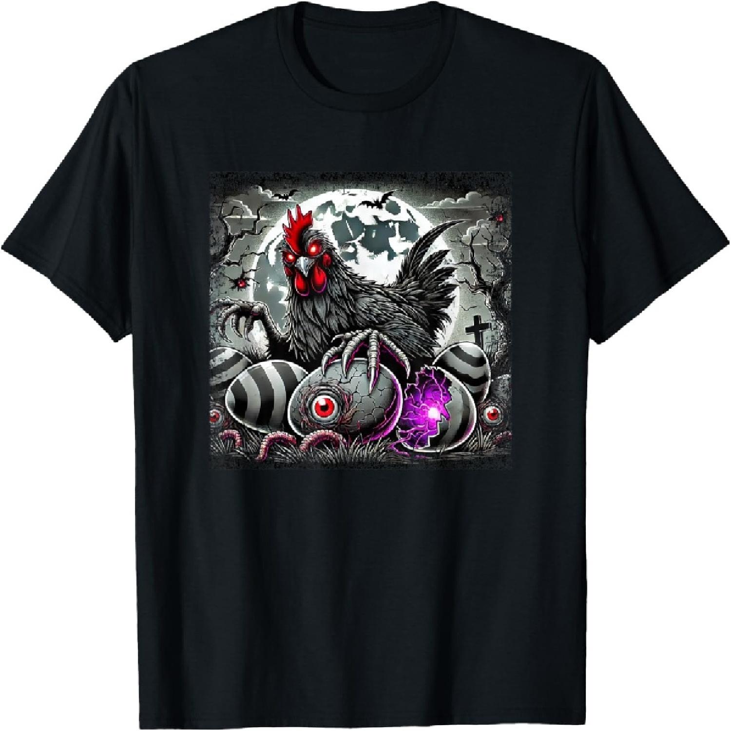 Evil Demon Chicken Dark Horror Moonlight Scene T-Shirt XXXXXL разноцветный