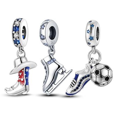 New Bracelet Necklace 925 Sterling Silver Skate Shoes Beads Pendant Silver 925 Original Jewelry