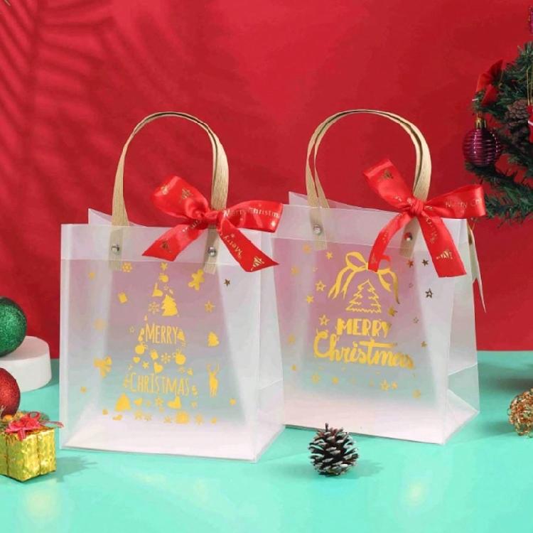Pack Of 8 Transparent Gift Bags with Handle Practical Storage Pouches for Holiday Presents Christmas Party Supplies