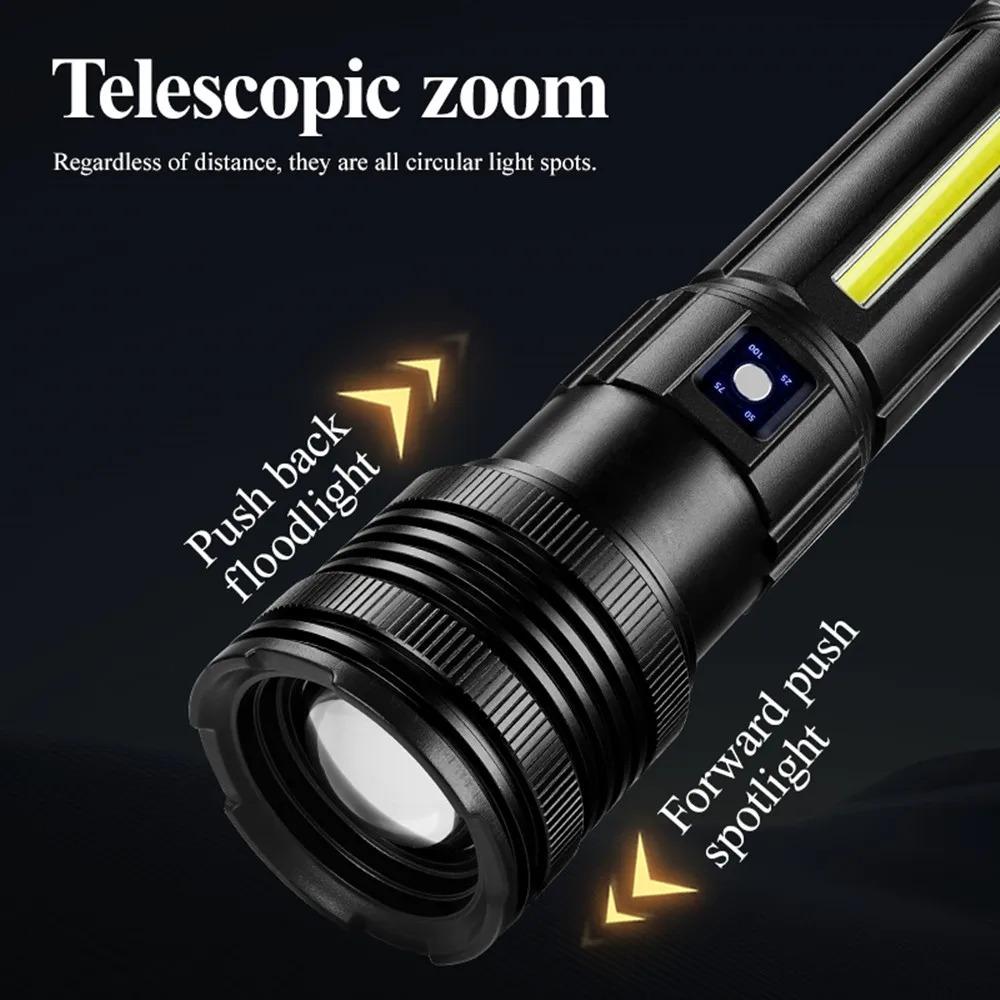 Torcia a LED ad alta potenza a lungo raggio super potente Torcia ultra potente Lampada potente Torcia ricaricabile Lanterna tattica Impermeabile
