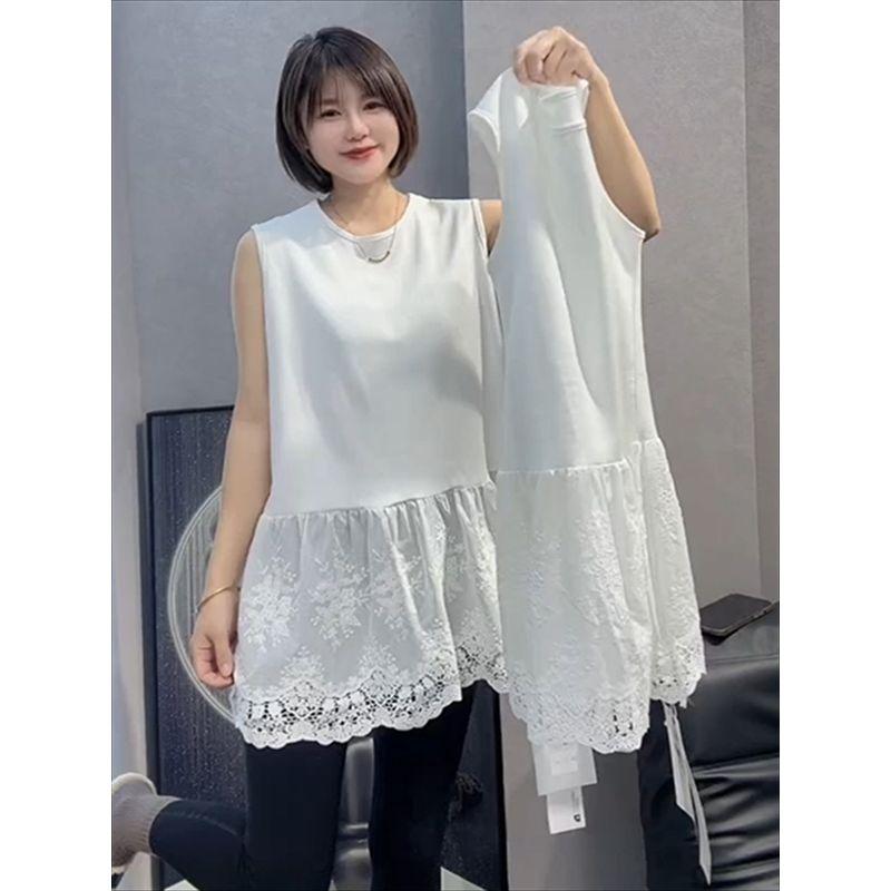 

Европейские товары Вышитое жаккардовое кружево Безрукавный жилет Женский Весна и Осень Новое Омолаживающее Универсальное Стройнящее Наслоенное Нижнее Белье White 3XL