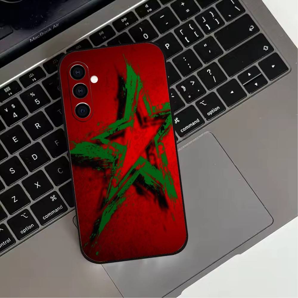 M-Morocco-12es Moroccan flag Phone Case For Samsung Galaxy A73,A72,A71,A70,A53,A52,A51,Soft Silicone Black Cover