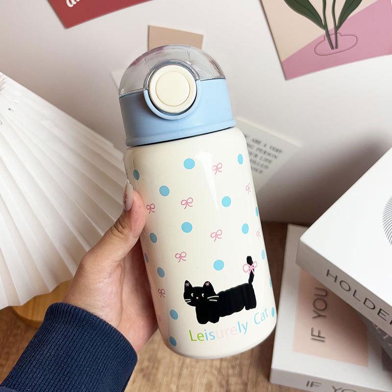 Kitten Thermos Cup: 2026 Stylish Insulated Straw Cup for Students - Cute, Portable, 316 Stainless Steel