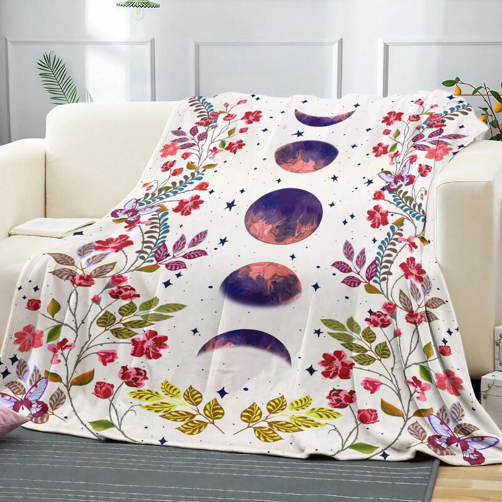 Moonlight Garden Blanket Grape Flower Surround Moon Star Flannel Blanket Bedroom Living Room Home Sofa Blanket