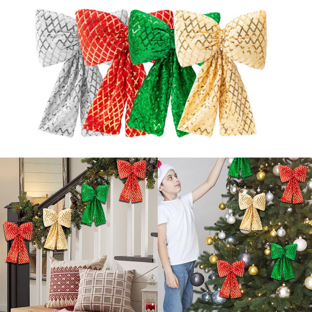 Christmas Decorations High-end Gold Velvet Bow Christmas Flocking Bow Large Red