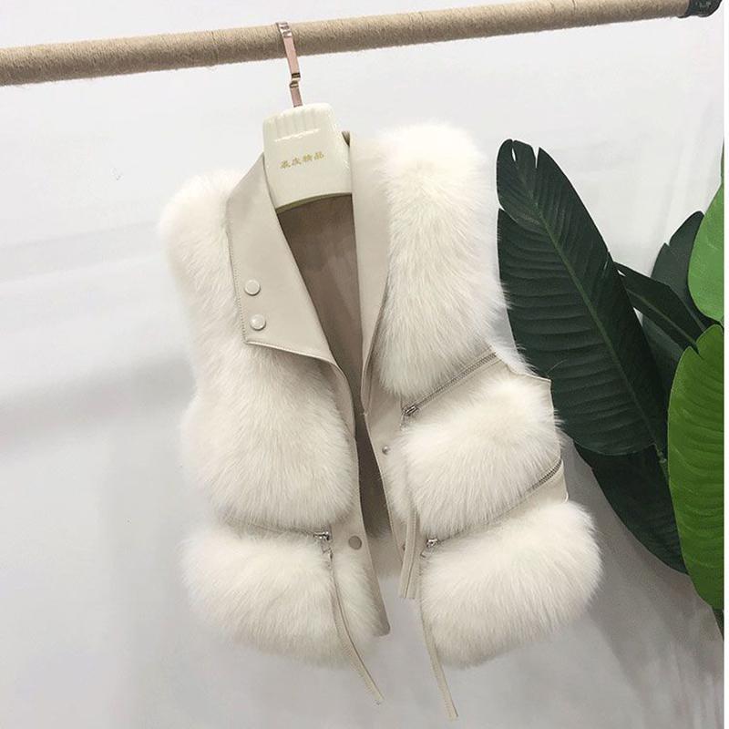 Autumn and Winter Fur Coat Women's Vest Short Clothing Patchwork Slim Versatile