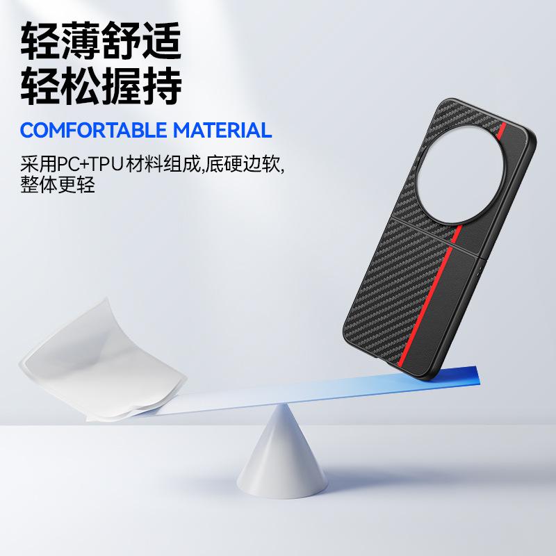 Suitable for Transsion PhantomVFlip Mobile Phone Case Carbon Fiber Kevlar Pattern Anti-drop Ultra-thin Leather Case Protective Case