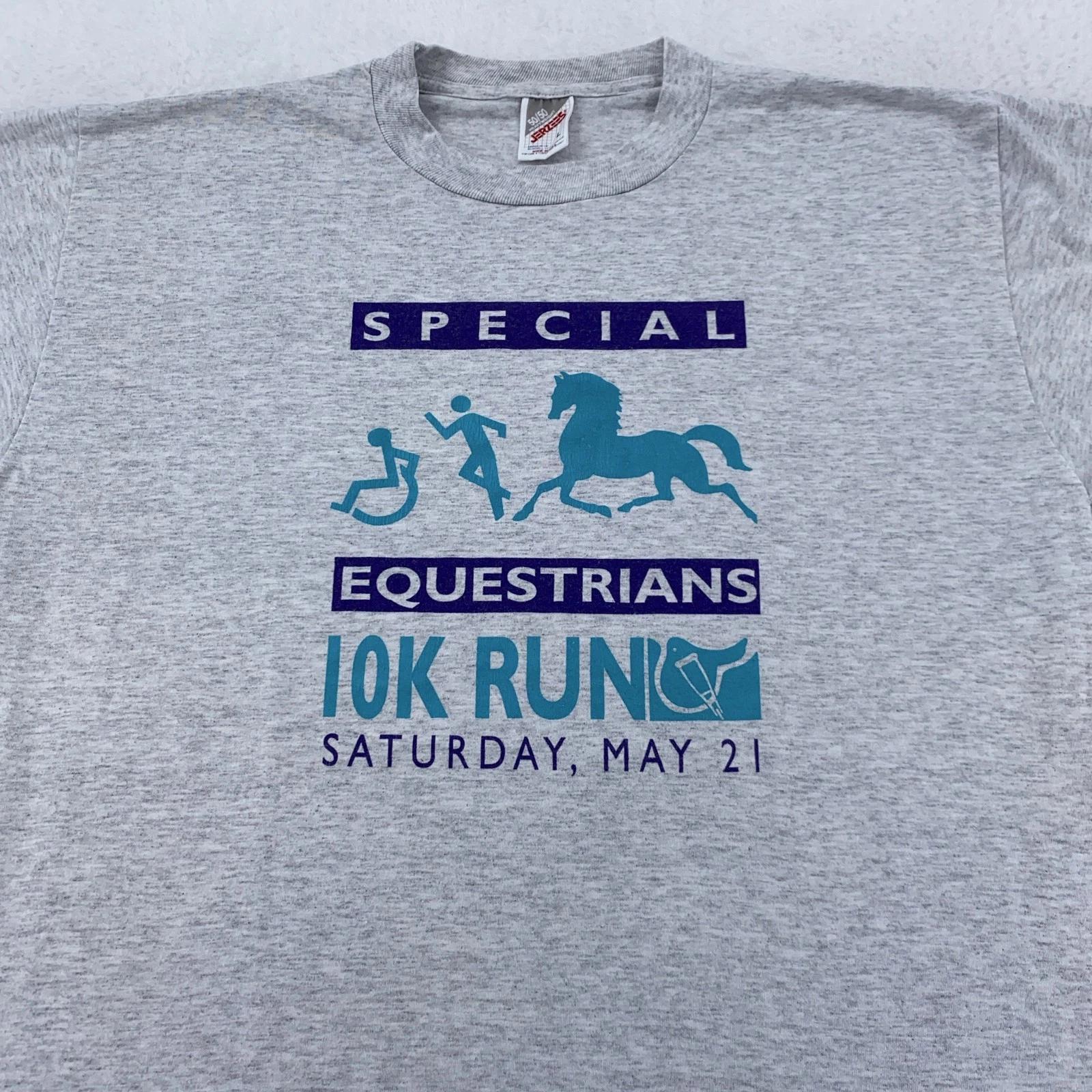 

Vintage Special Equestrians Shirt Mens Large Gray 10K Run Event T-Shirt USA 90s L