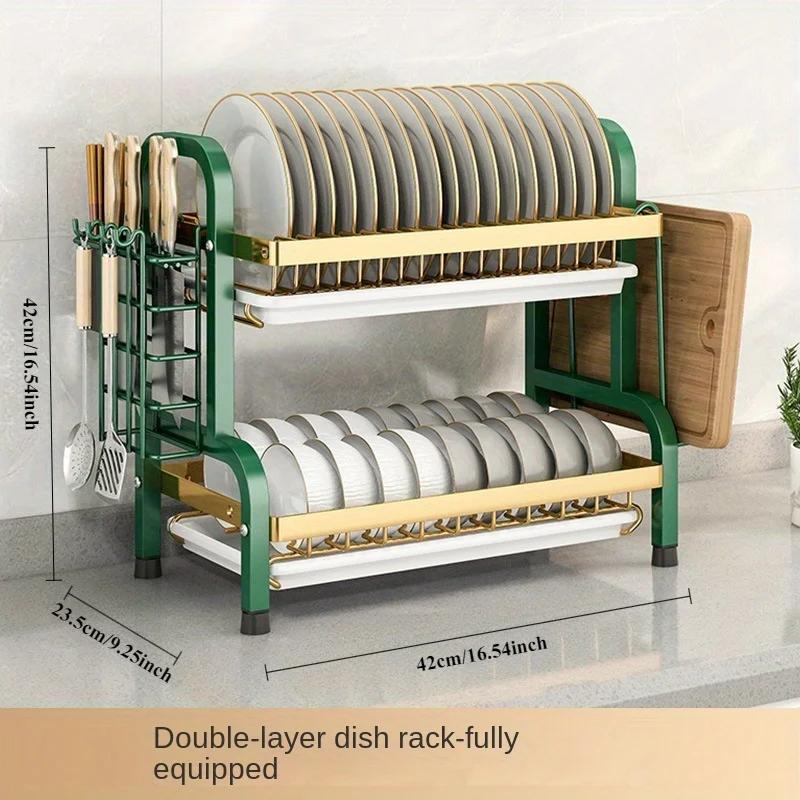 Kitchen Storage Rack for Knives, Bowls, Rack, Multi-functional Stainless Steel Bowl Rack and Knife and Chopsticks Holder