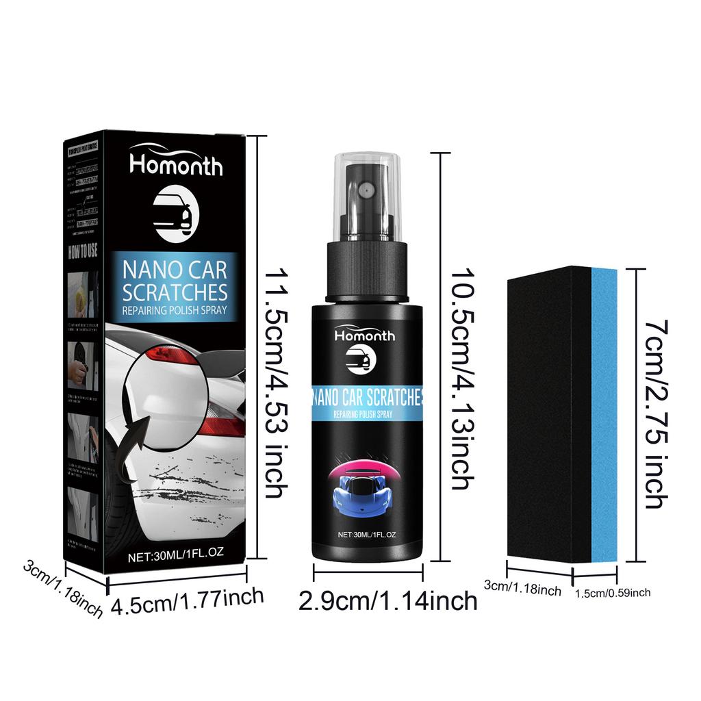 30/100ML Car Motorcycle Scratch Repair Nano Spray Scratch Polish Fast Repairing Set for Deep Scratches Quick Repair Clean Care