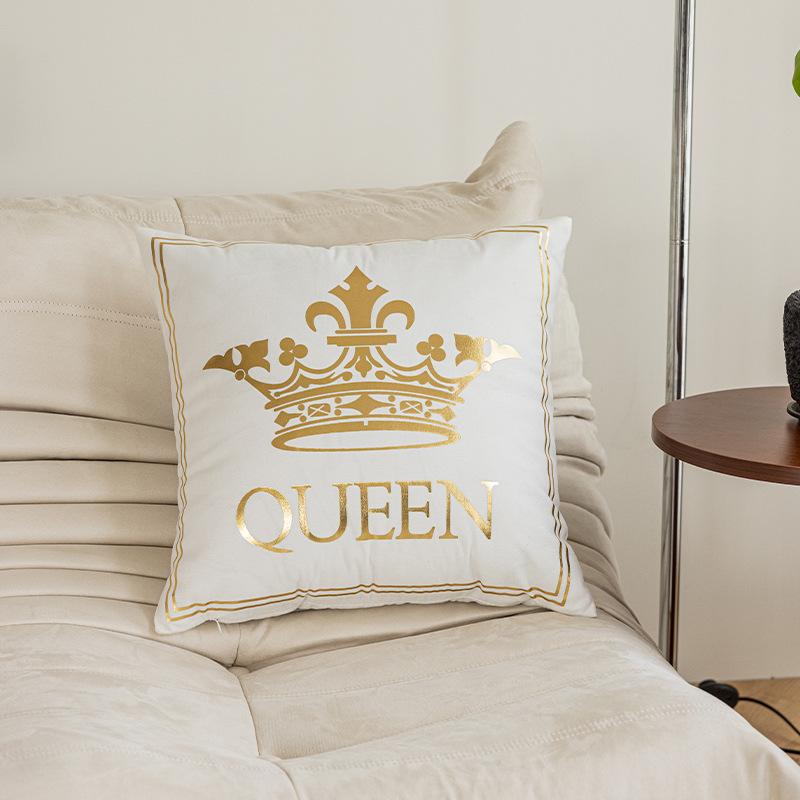 Black and White Two-color Crown Hot Stamping Pillowcase Letter Print Home Sofa Bedside Cushion Bay Window Pillow