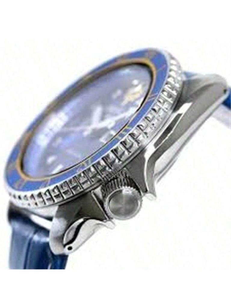 5 Deportes x Animación Nombre Conjunto Automático 24 Joyas Esfera Azul Correa de Piel de Becererro Azul Indicador de Día y Fecha Reloj para Hombre SRPF17K1