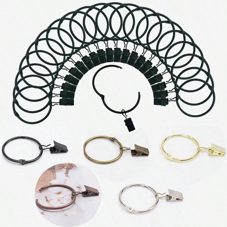 Ringklammern Vorhangzubehör, Öffnende Hängeringe mit starken Klemmen für Vorhang, Duschvorhang, Raffrollhaken