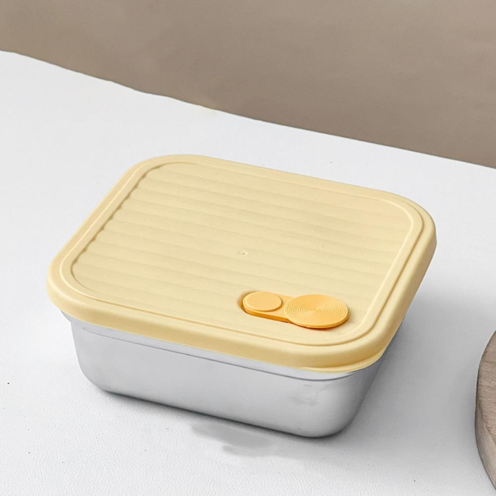 Square Stainless Steel Lunch Box 1/2 Grids Crisper Food Storage Container  Office Workers