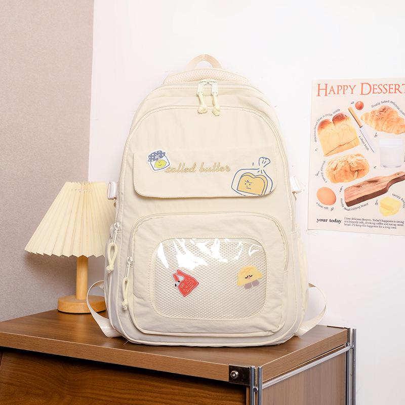 Schoolbag high value schoolbag female college student cute large capacity transparent bar pain bag ins backpack junior high school backpack